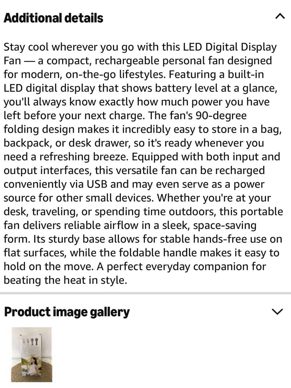 Portable LED Digital Display Handheld Fan - Picture 3 of 5